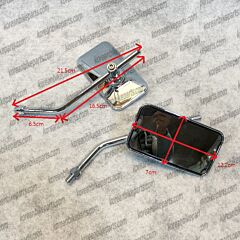 10MM Chrome Rectangle Rearview Mirrors Motorcycle Scooter